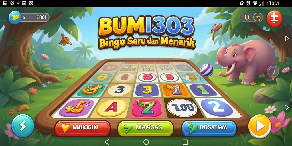 Tangkapan layar gameplay Bingo BUMI303 yang menampilkan suasana permainan yang ceria.