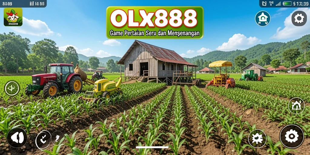 Screenshot utama OLX888 menampilkan aktivitas bertani yang menarik dan interaktif.