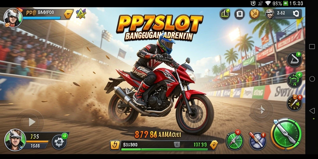 Tampilan seru dari gameplay balapan motor di PP7SLOT.