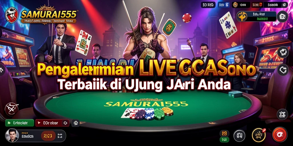 Screenshot gameplay <strong>SAMURAI555</strong> yang menakjubkan, memperlihatkan dealer langsung dan suasana kasino.