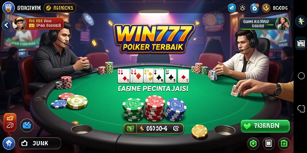 Screenshot gameplay Poker WIN777 yang menegangkan dan seru.