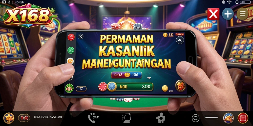 Screenshot utama X168 dengan gameplay Kasino yang seru dan menarik.